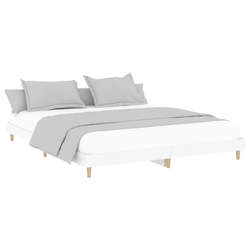 vidaXL - Hout bed frame met lattenbodem - Wit - 140x200 cm