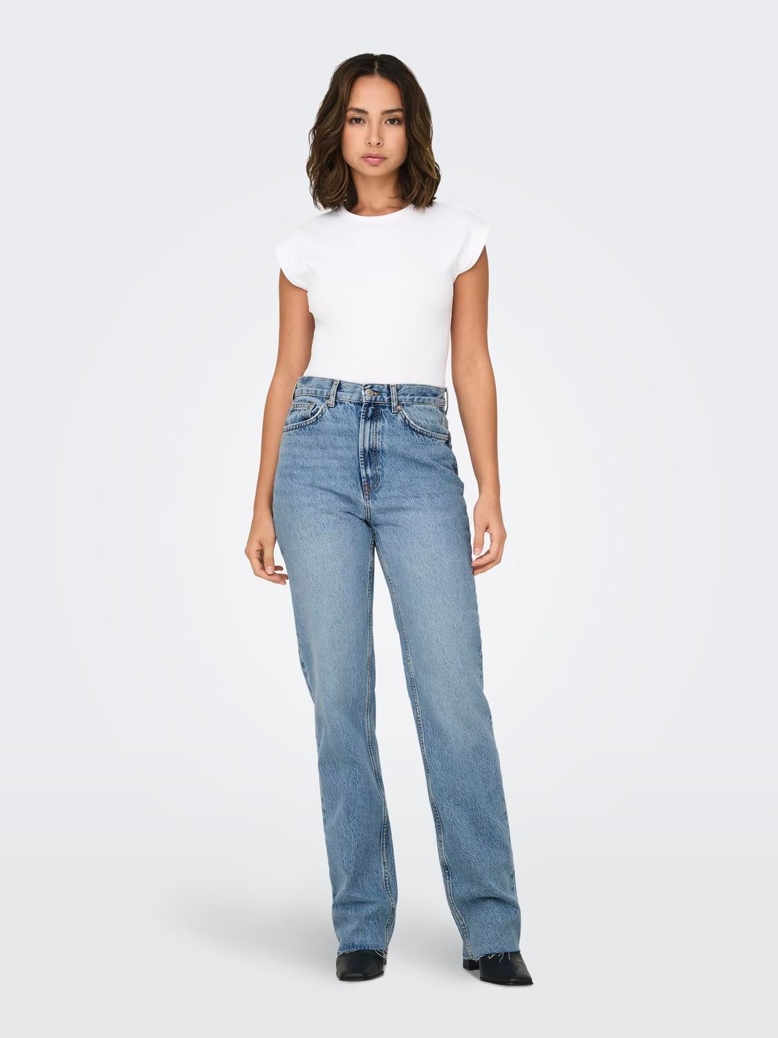 ONLRILEY Hohe Taille Gerade geschnitten Jeans Medium Blue Denim