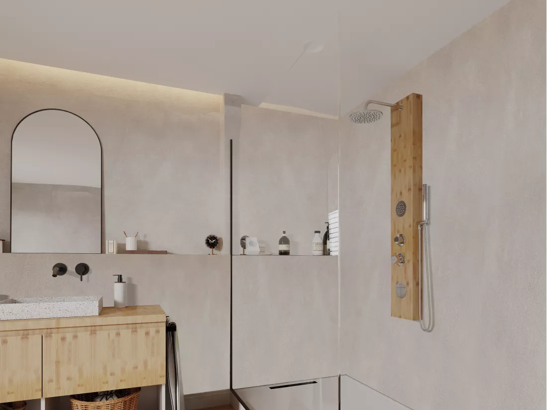 Colonne de douche hydromassante en bambou - 20*140 cm - SOLAL