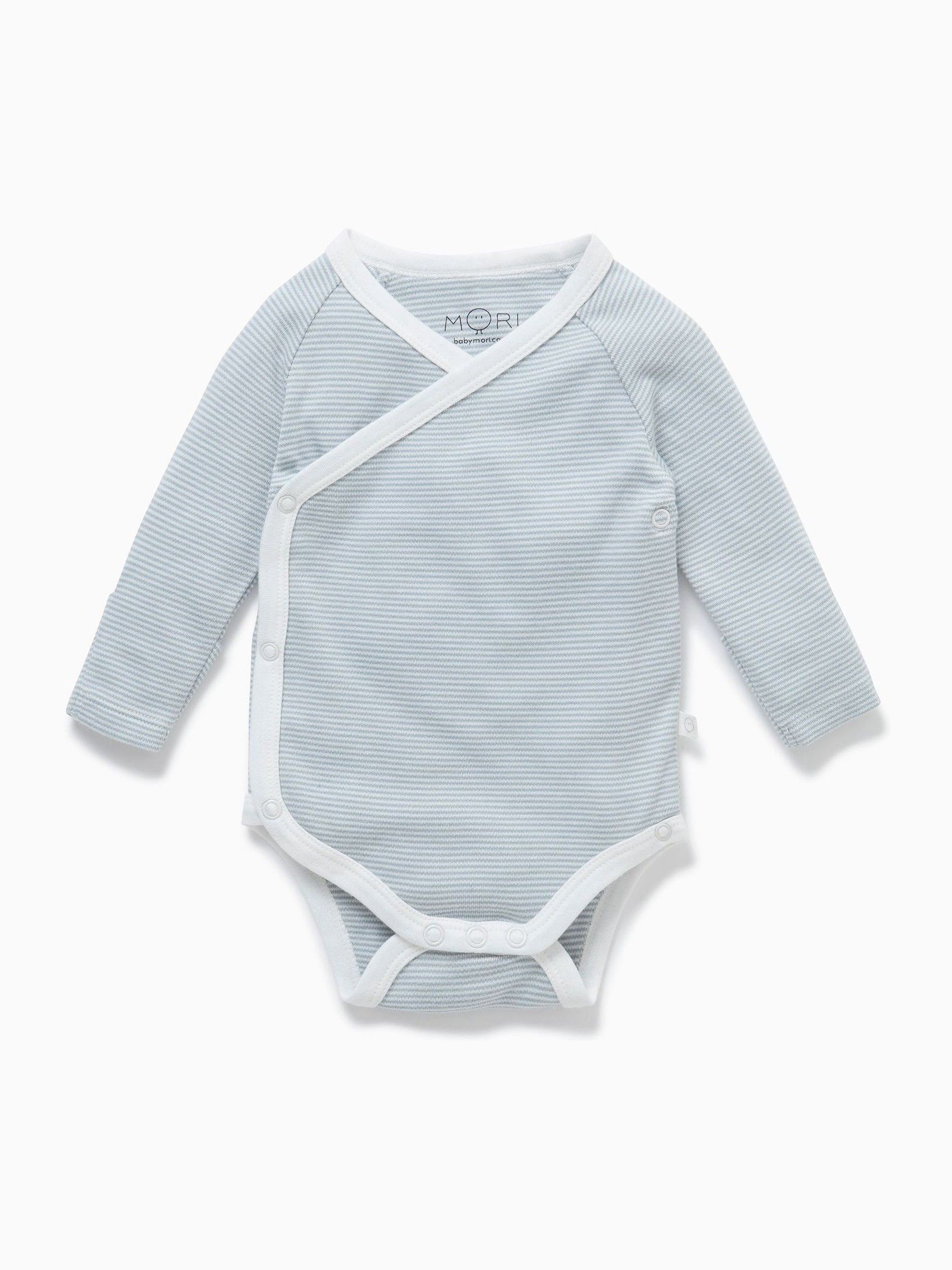 Blauw gestreept - MORI Supersoft kimono-romper