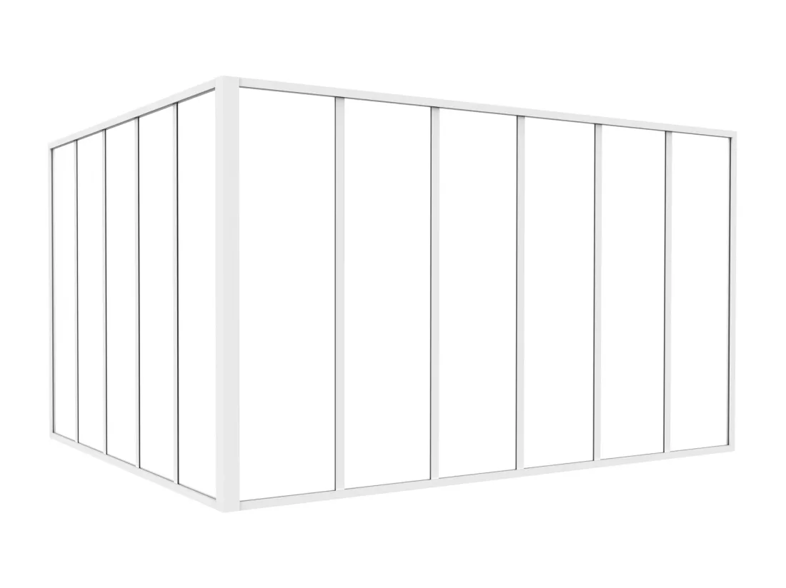 Verrière d'angle d'atelier en aluminium thermolaqué - L180 x L150 x H105 - Blanc - BAYVIEW