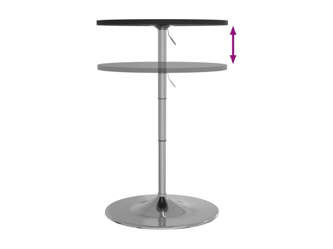 Table de bar noir 60x60x90 cm bois d'ingénierie et acier chromé