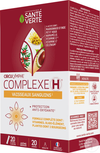 Santé Verte Circulymphe Complexe H Pour Les Vaisseaux Sanguins 20 Sticks