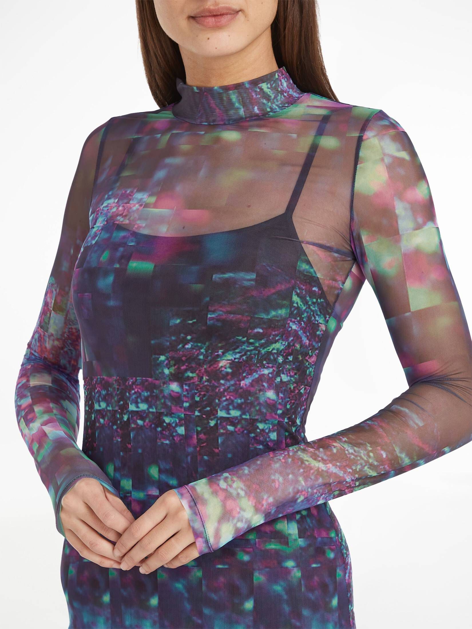 CALVIN KLEIN JEANS| Damen Kleid aus Mesh
