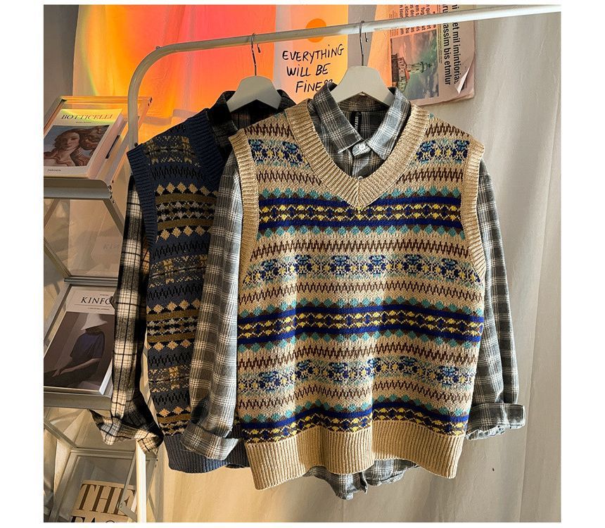 WidoWilder - Sweatervest met V-hals en patroon