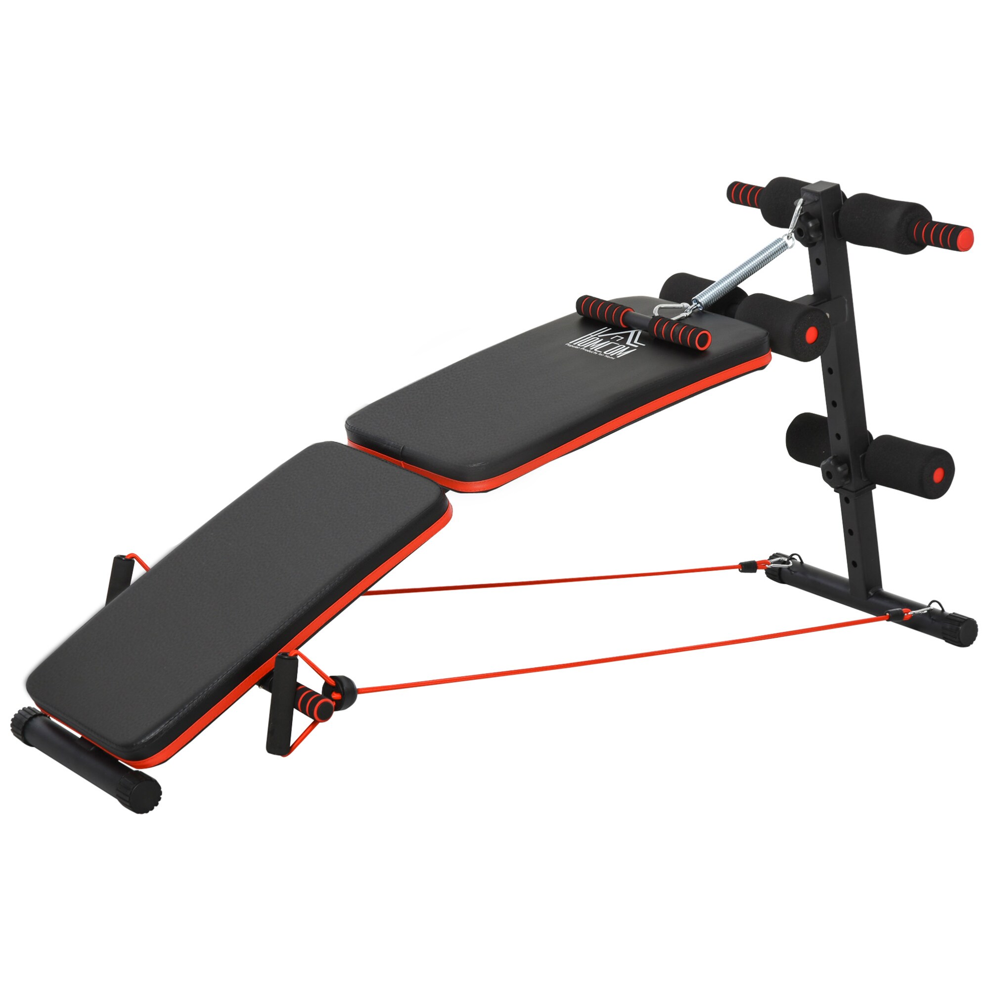 HOMCOM Multifunktionale Trainingsbank verstellbar und klappbar schwarz, rot 47 x 142 x 50-66 cm (BxTxH)