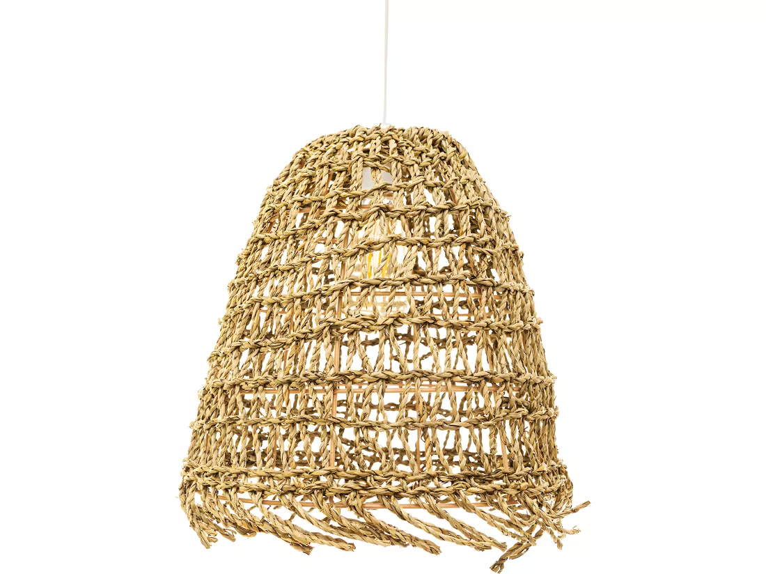 Lampe de plafond en rotin - Lampe suspendue stile Boho Bali - Linei Bois naturel