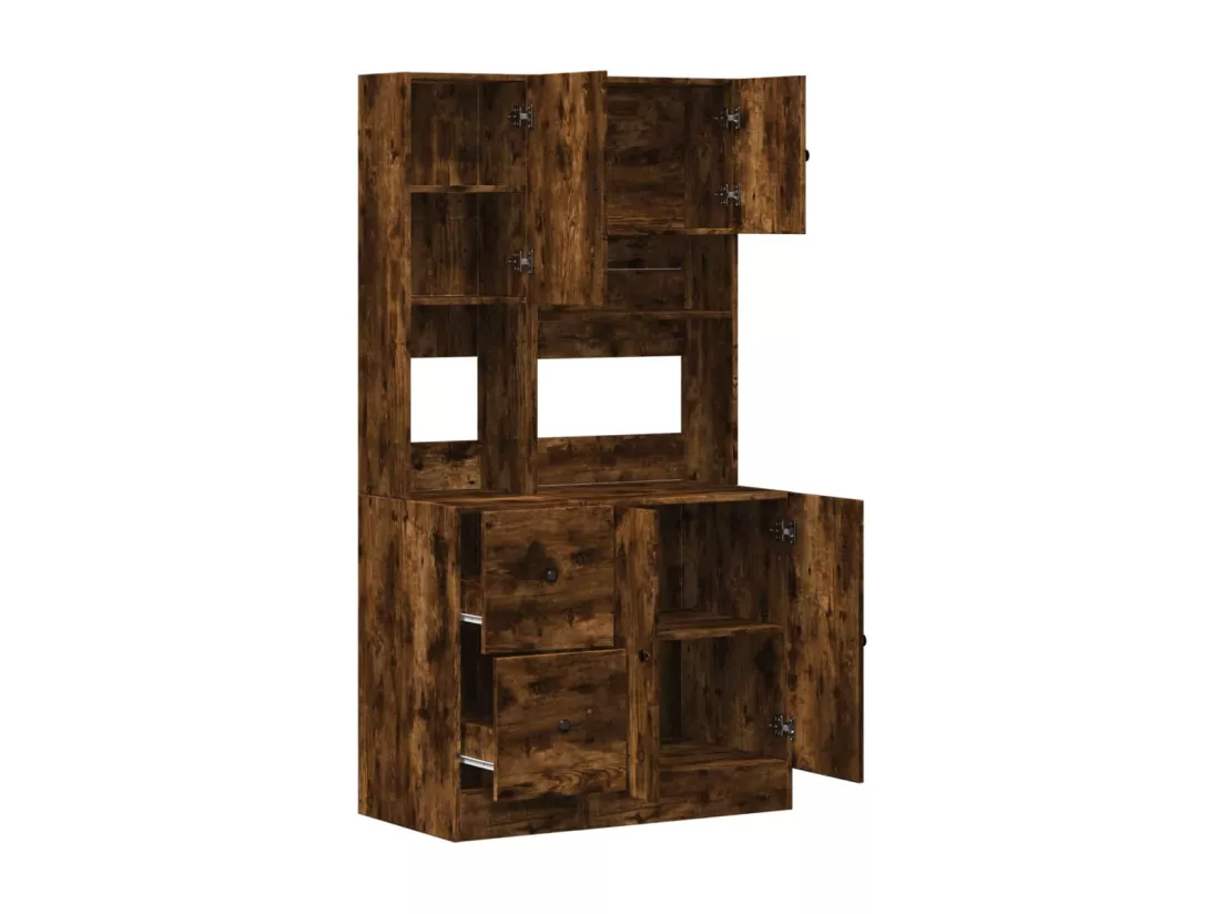 Armoire de cuisine chêne fumé 95x50x180 cm bois d'ingénierie