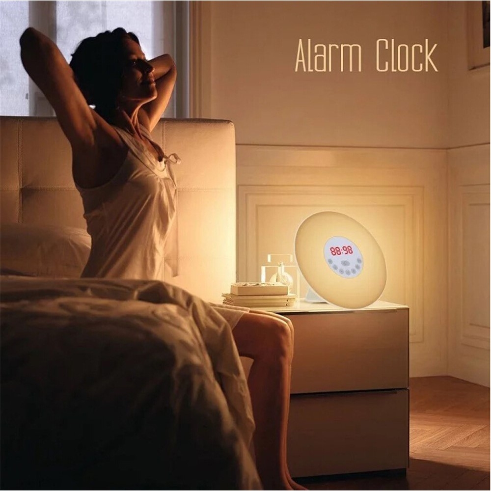 Sunrise Wake Up Licht mit FM Radio und Snooze Funktion Wecker Tischuhr - Weiss