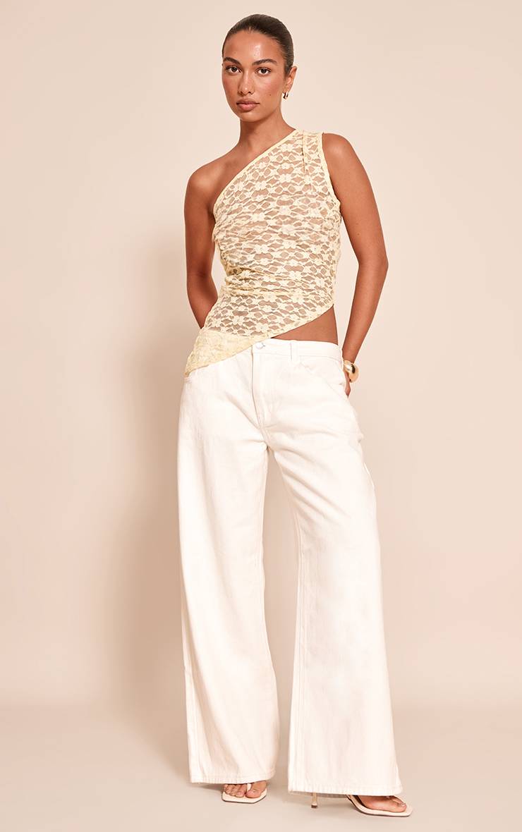 Citron Top Asymétrique Sans Manches En Dentelle Texturée