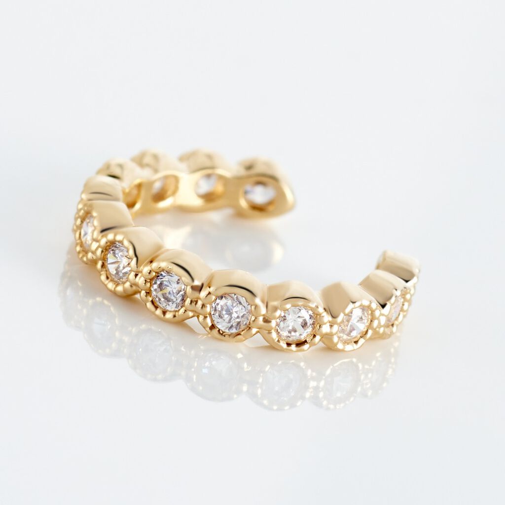 Bijou D'oreille Unitaire Silohe Plaqué Or Jaune Oxyde De Zirconium