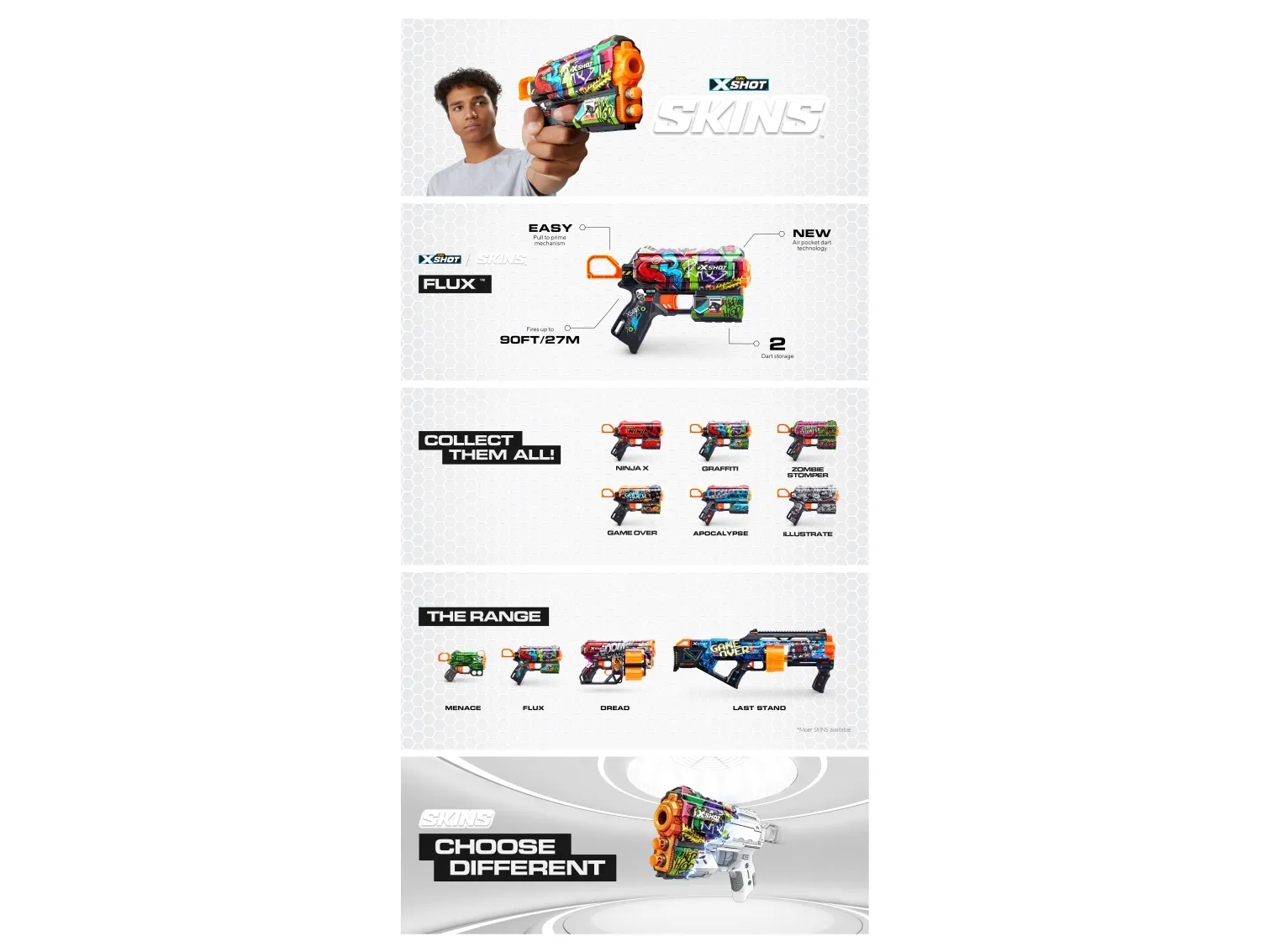 XSHOT legetøjsgevær Skins Flux, assorteret, 36516 (ZUR-36516)