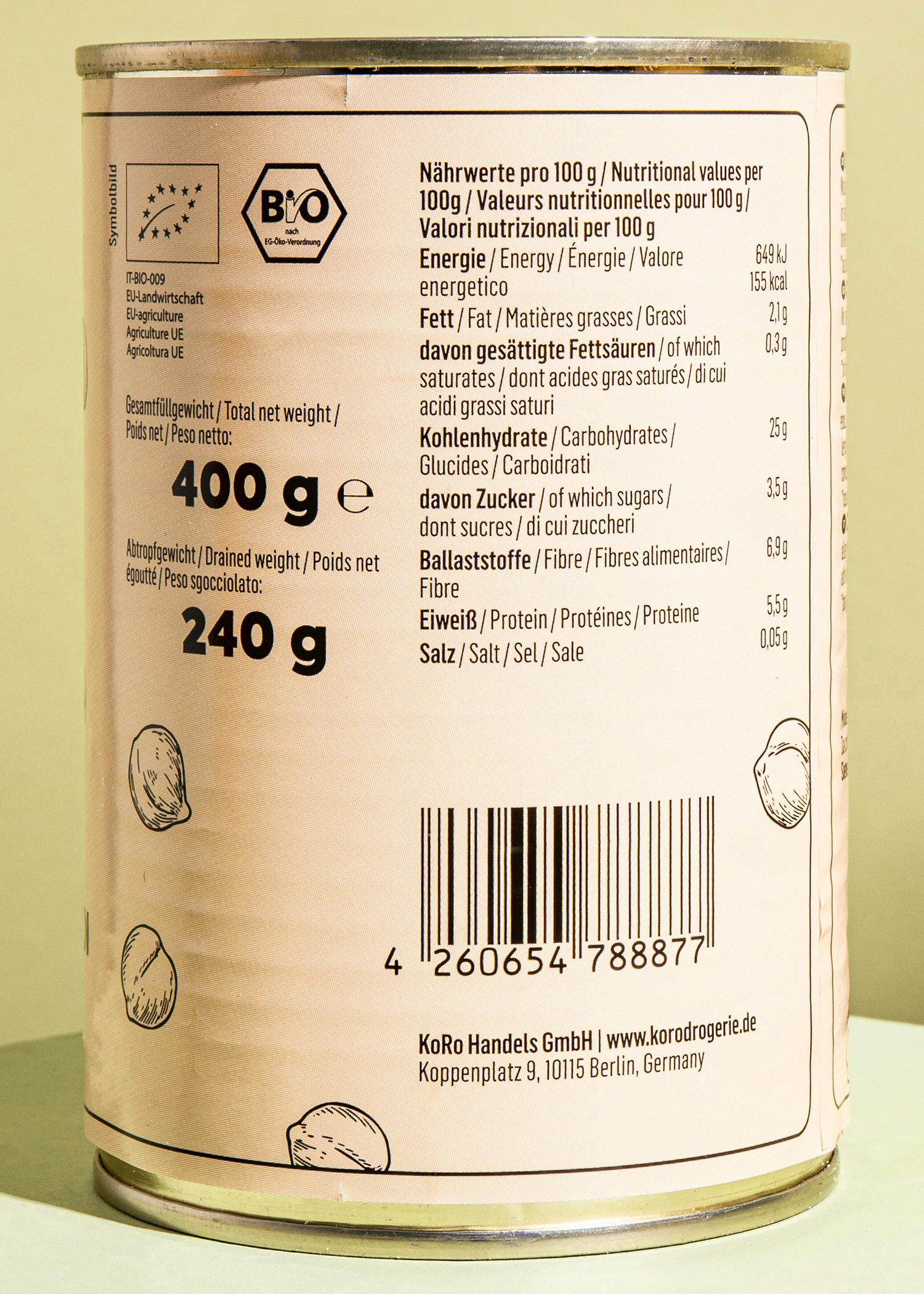 Bio Kichererbsen in der Dose 240 g