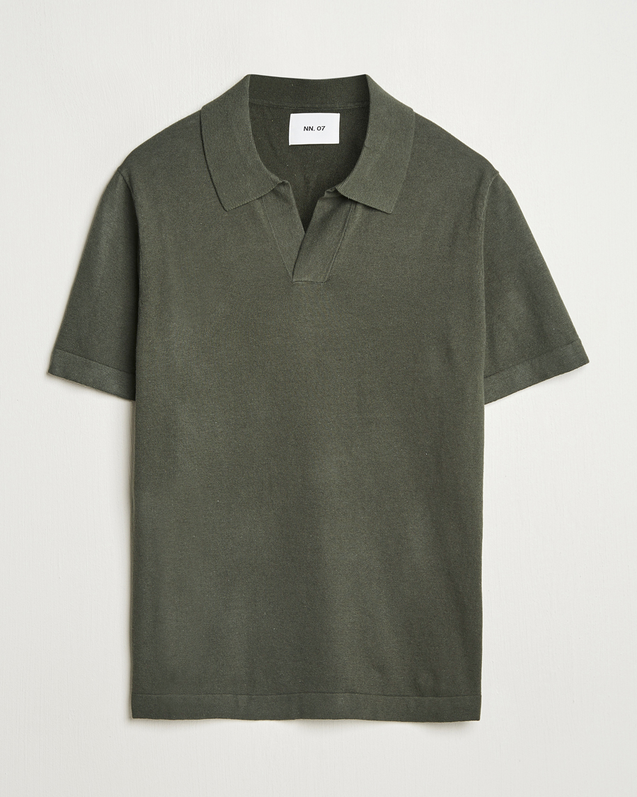 NN07 Ryan Cotton/Linen Polo Croc Green