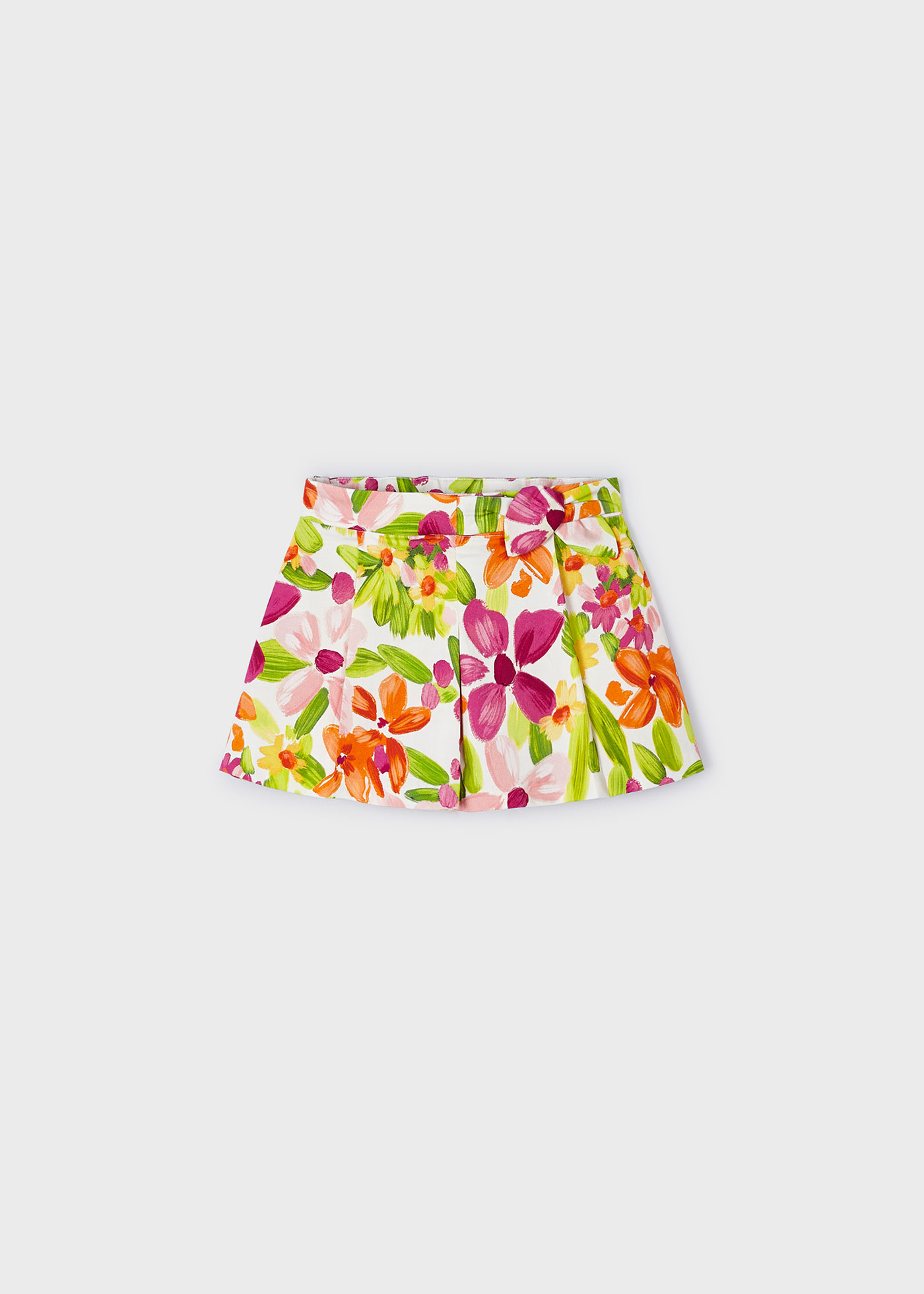 Shorts de cetim estampado fúcsia para meninas