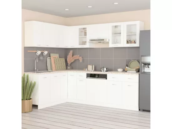 Ensemble de meubles de cuisine 11 pcs Blanc Aggloméré