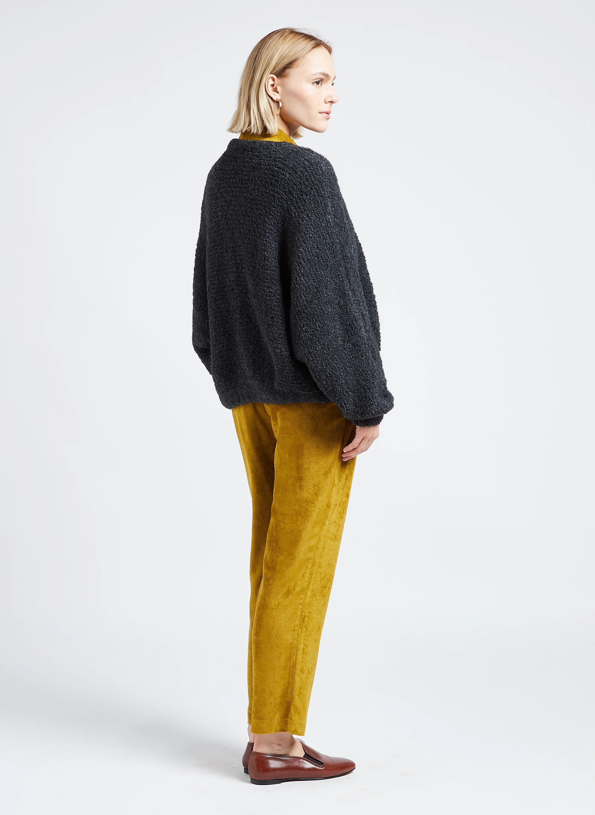 ZOLLY - Cardigan col V en laine mélangée| Gris