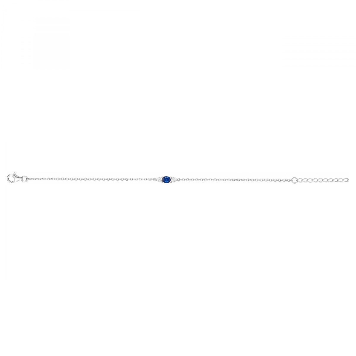 Bracelet souple mono-motif en Argent avec spinelle bleu saphir