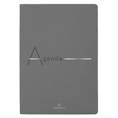 Agenda Bora 16 mois - 1 semaine sur 2 pages - 15,5 x 21,5 cm - gris lisse - Oberthur