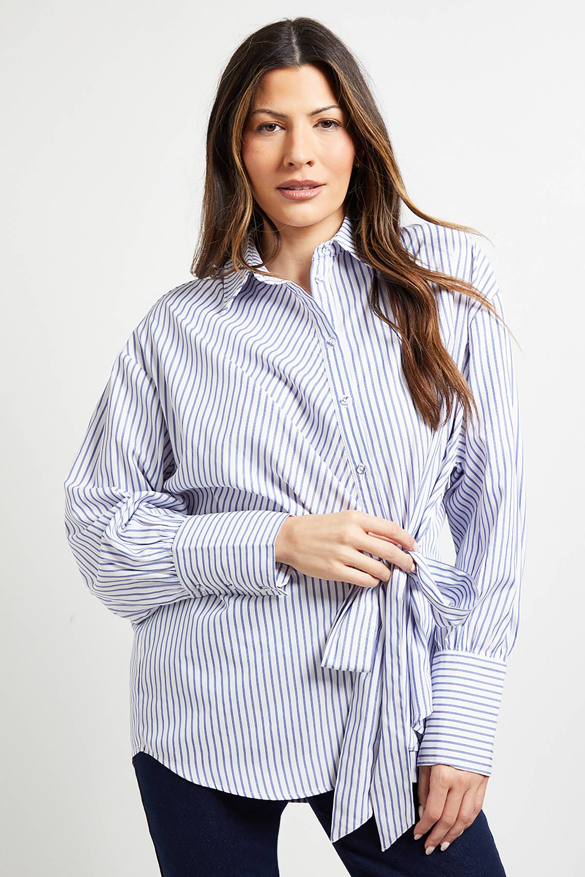 Wallis Chemise à Rayures avec Lien Latéral