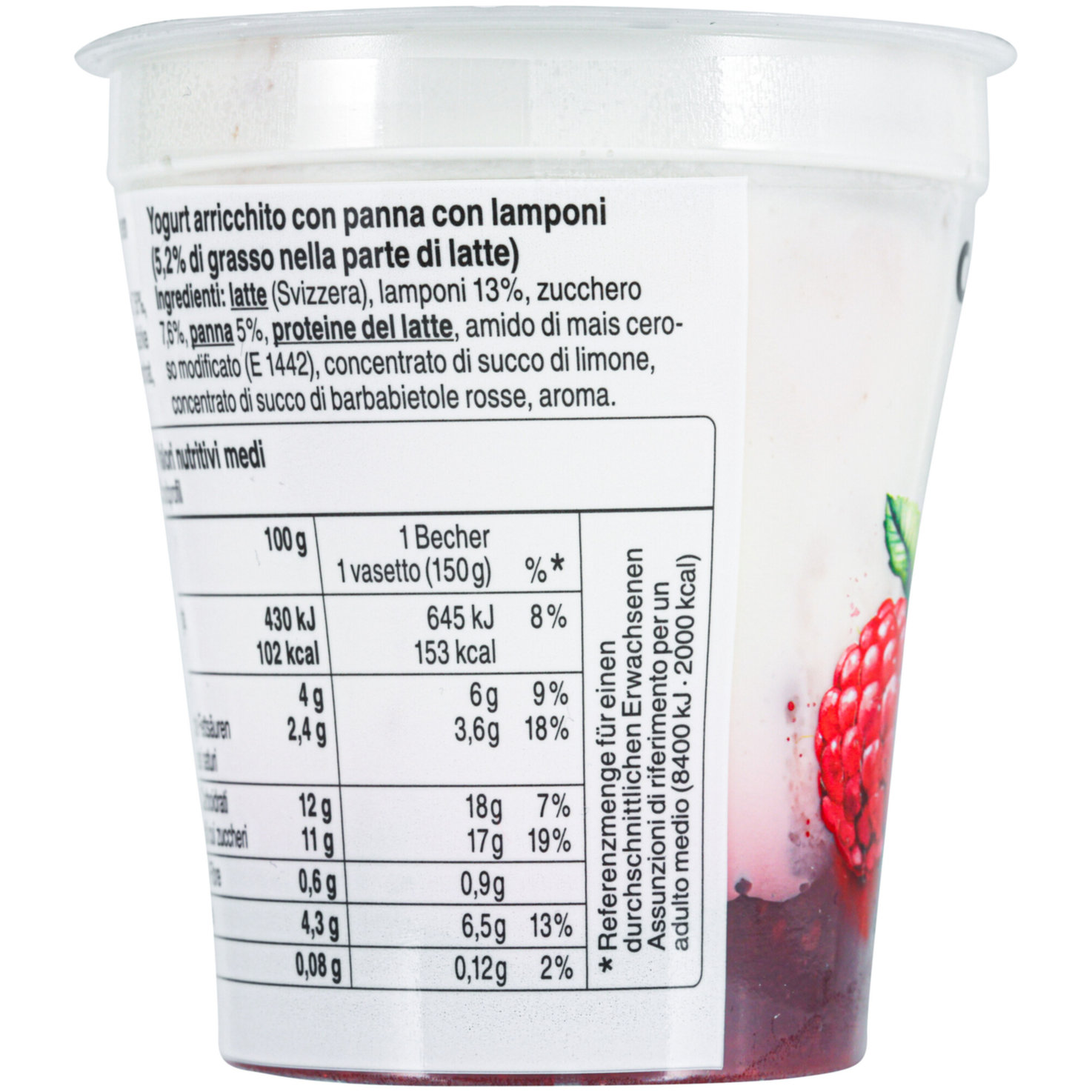 Joghurt unterlegt Himbeere 2x150g