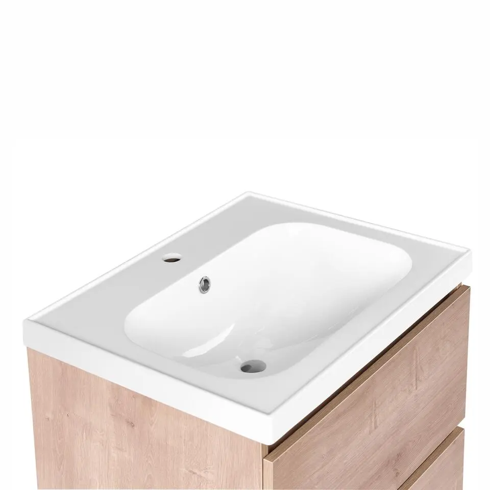 LAGOA - Wandgemonteerd meubel met wasbak - Lichtbruin - 60 cm - MDF