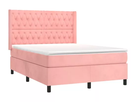 Sommier tapissier avec matelas et LED Rose 140x200 cm Velours