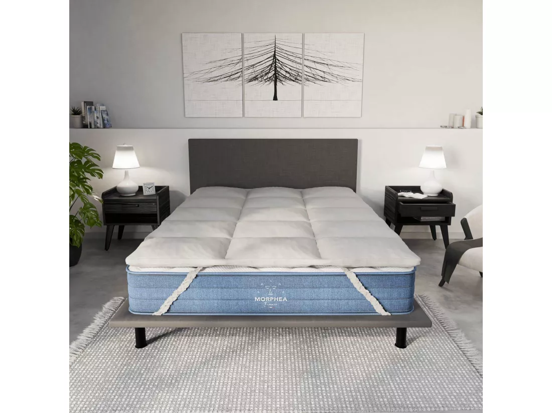 Surmatelas 160x200x3cm CLOUD Premium - Fibre Polyester et Tissu Respirant - très moelleux - Morphea