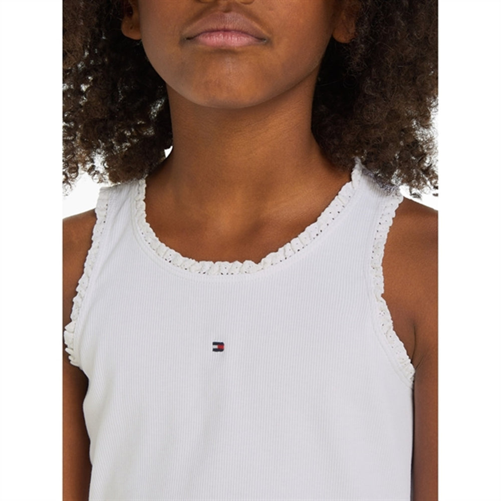 Køb Tommy Hilfiger Essential Rib Lace Tank Top White