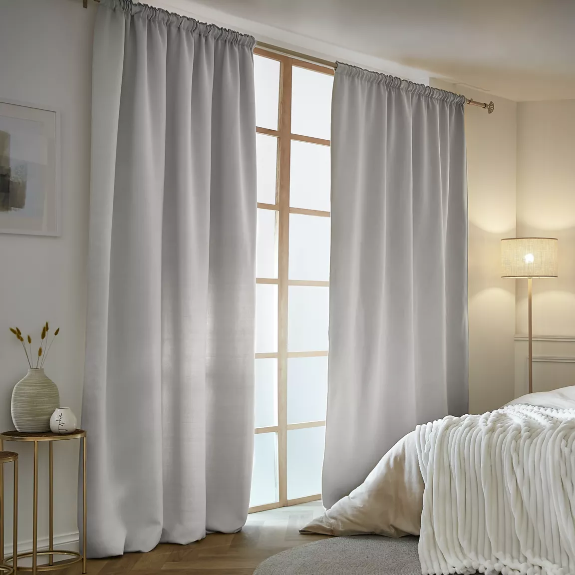 Rideau obscurcissant thermique galon fronceur (140 x 240 cm) Calore Gris clair