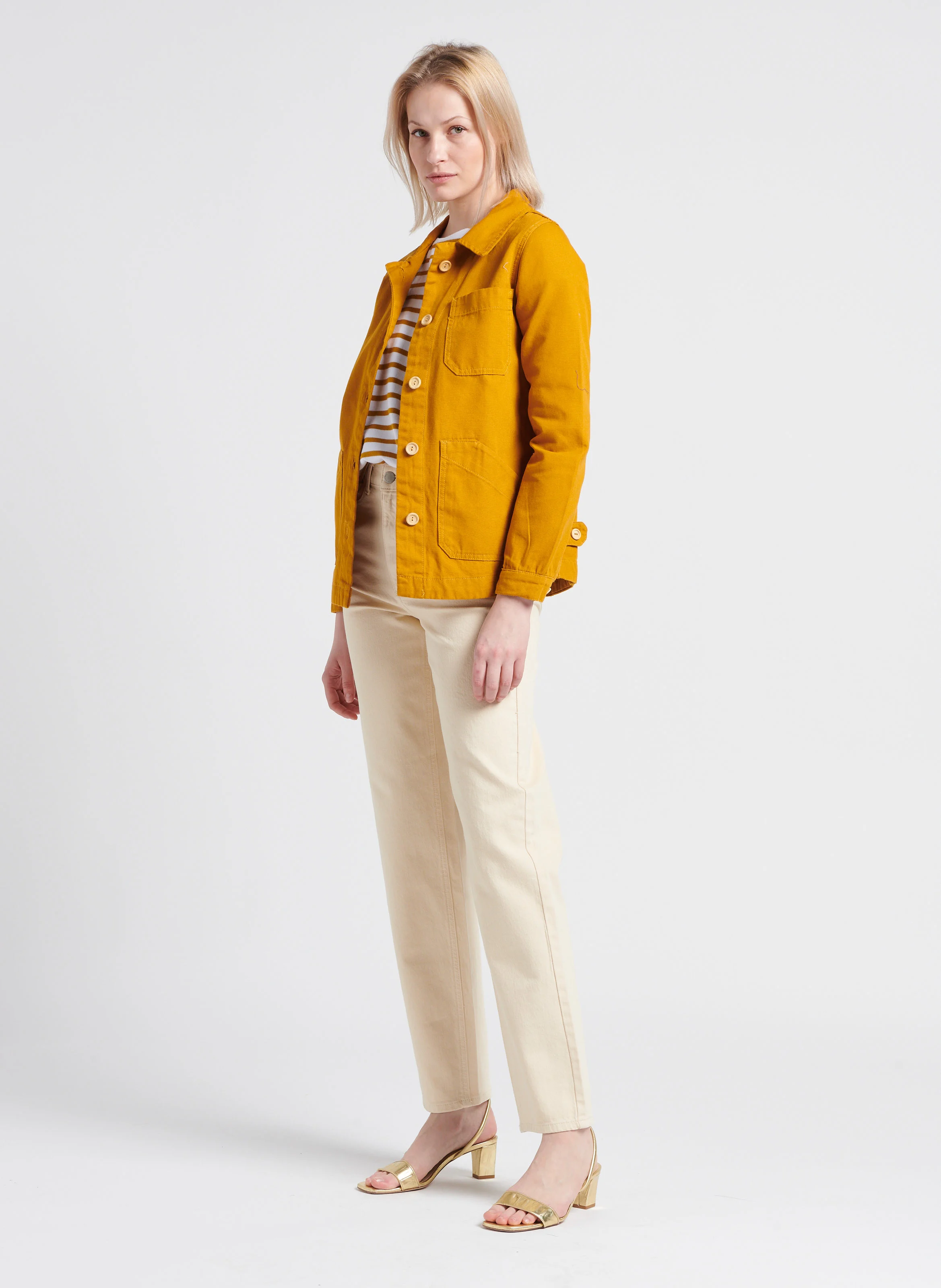 KELLY - Jean droit taille haute en coton | Beige