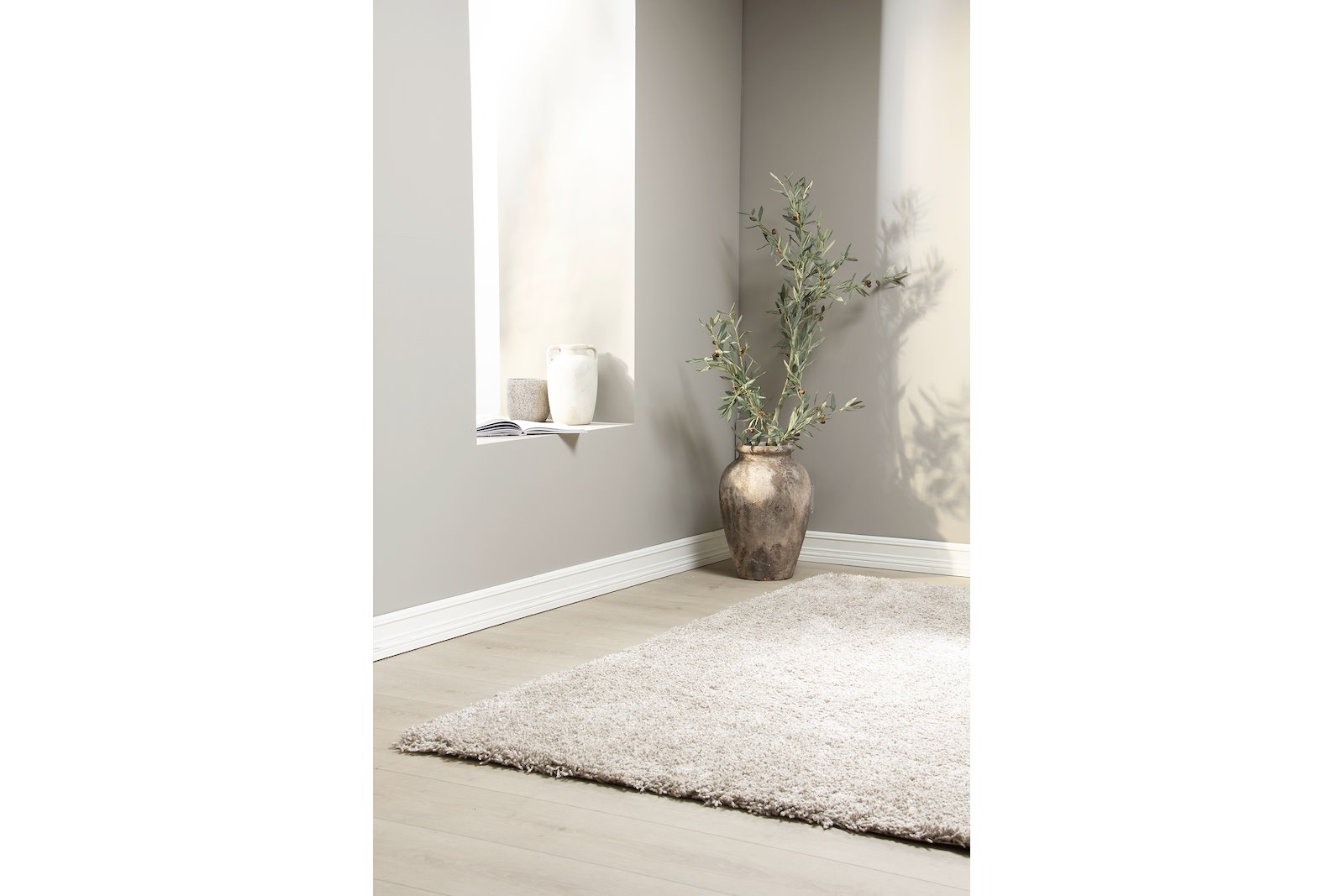 Mellow gulvteppe 160x230 160x230cm. Beige resirkulert garn.