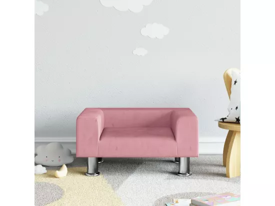 Canapé pour enfants rose 50x40x26,5 cm velours