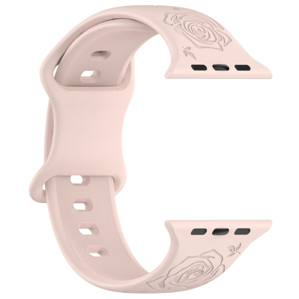 Apple Watch (42/41/40/38 mm) Silikon Armband mit Rosen-Muster (Gelenkumfang: 170 - 240 mm) - Rosa