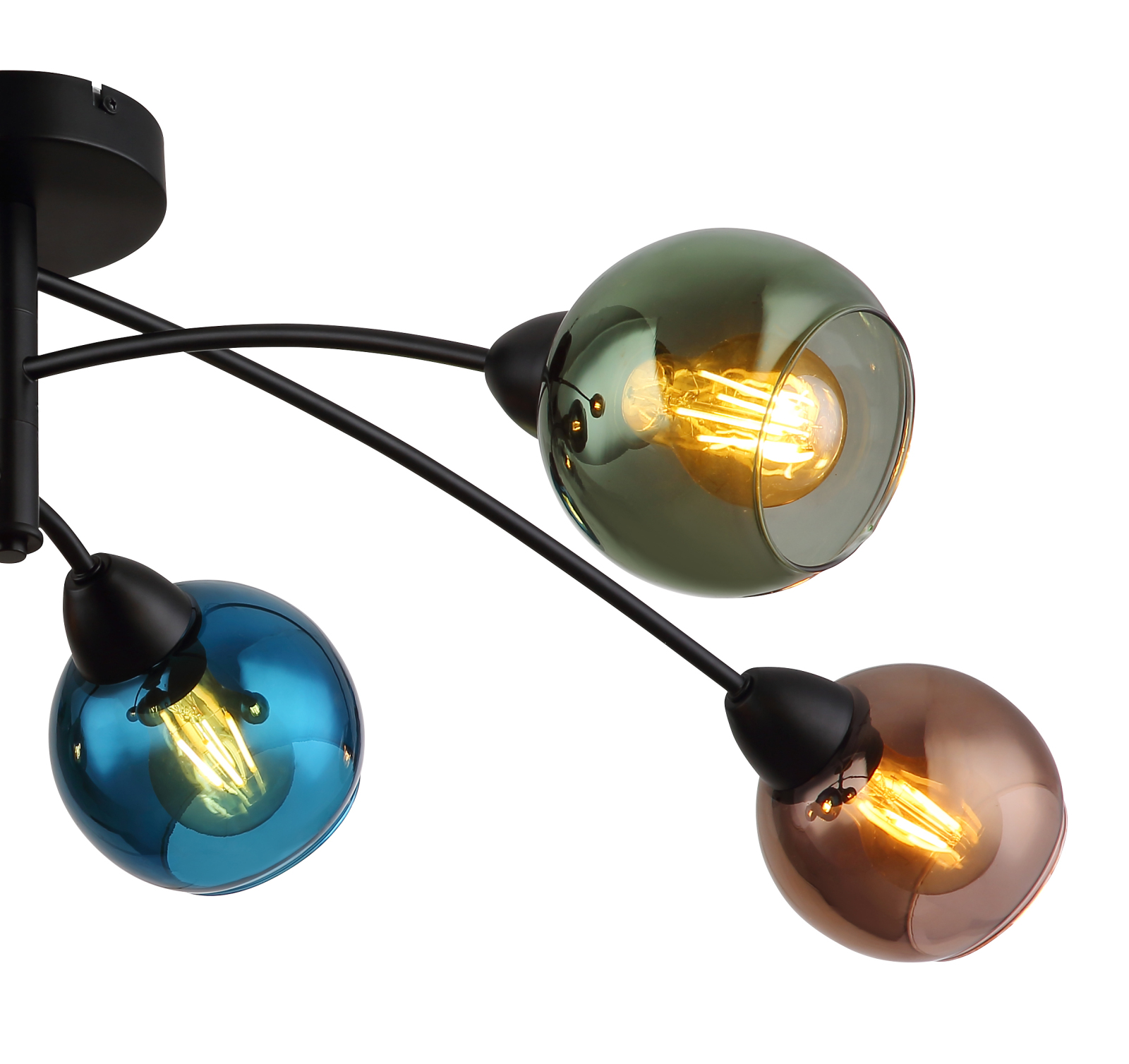 Deckenstrahler - multicolor - schwarz matt - 6-flammig