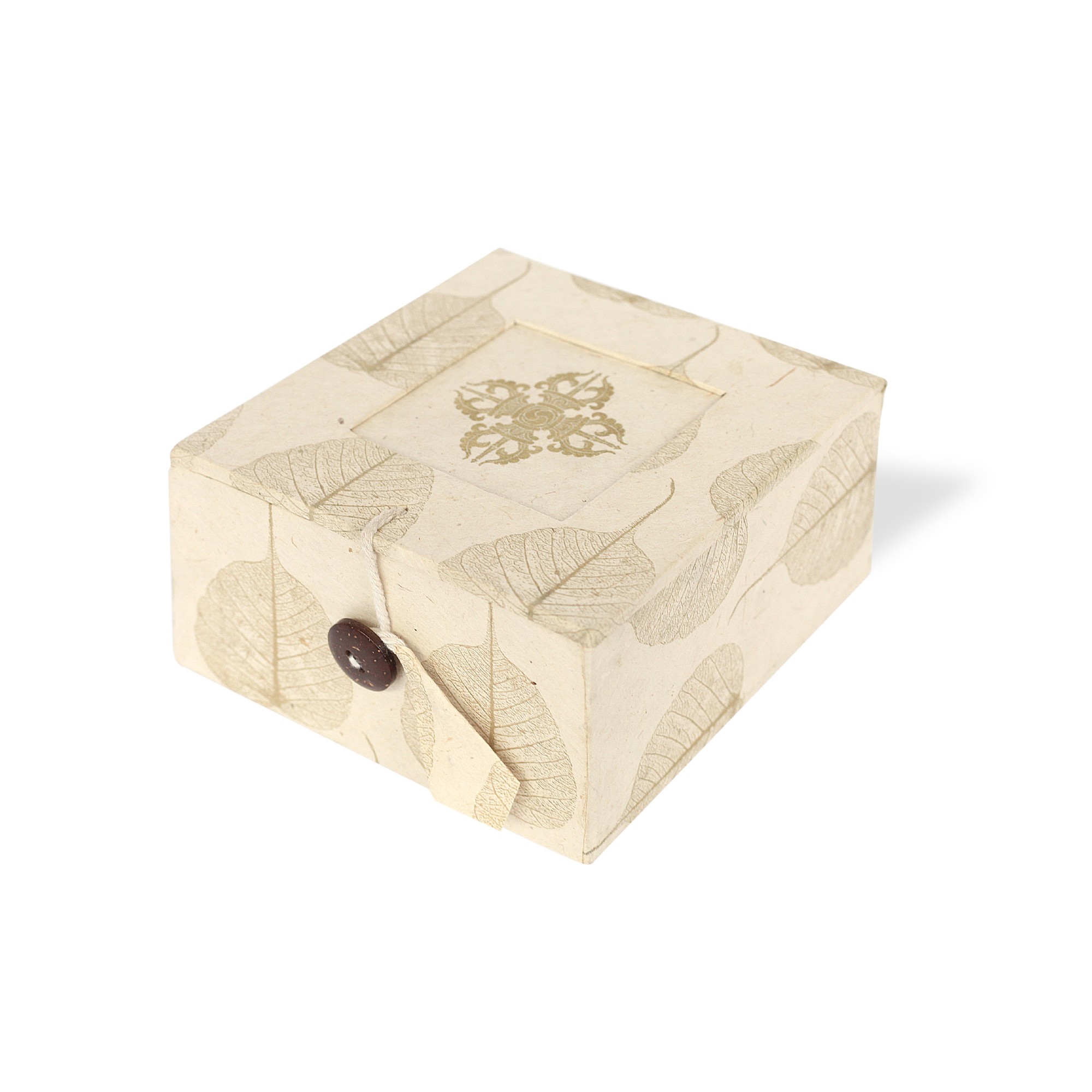 Lokta Box Peepal Vajra, altweiß, T 11 cm, B 11 cm, H 5,5 cm von fischer's lagerhaus