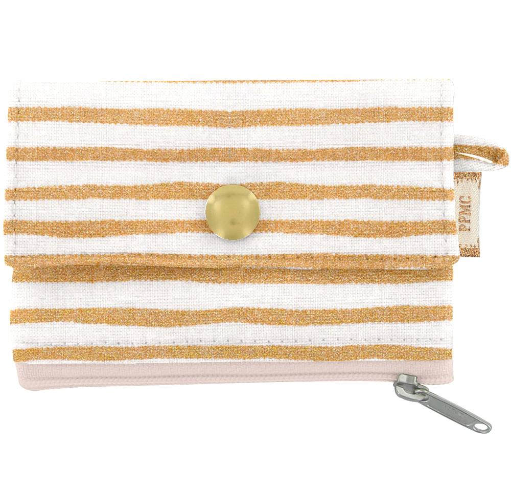 Mini Pochette Porte-Monnaie Rayé Or Blanc