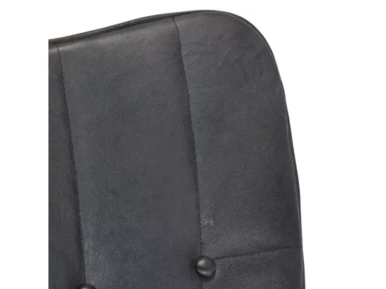 Chaise à bascule avec repose-pied Gris Cuir véritable