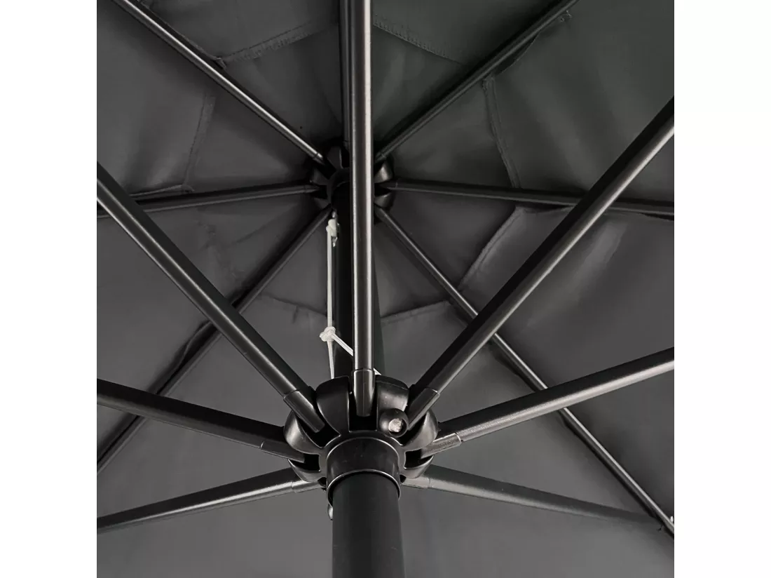 Parasol droit HAPUNA rond 3,30m de diamètre gris - HAPPY GARDEN