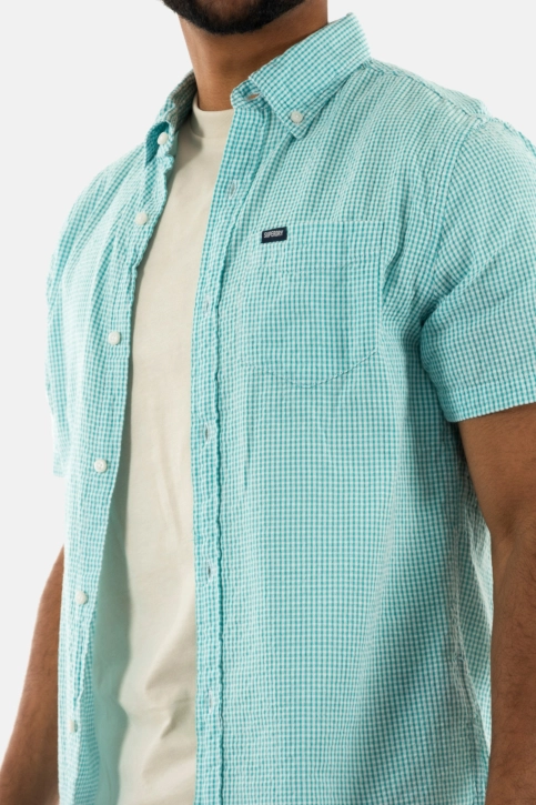 Chemise manches courtes superdry seersucker gut mint gingham