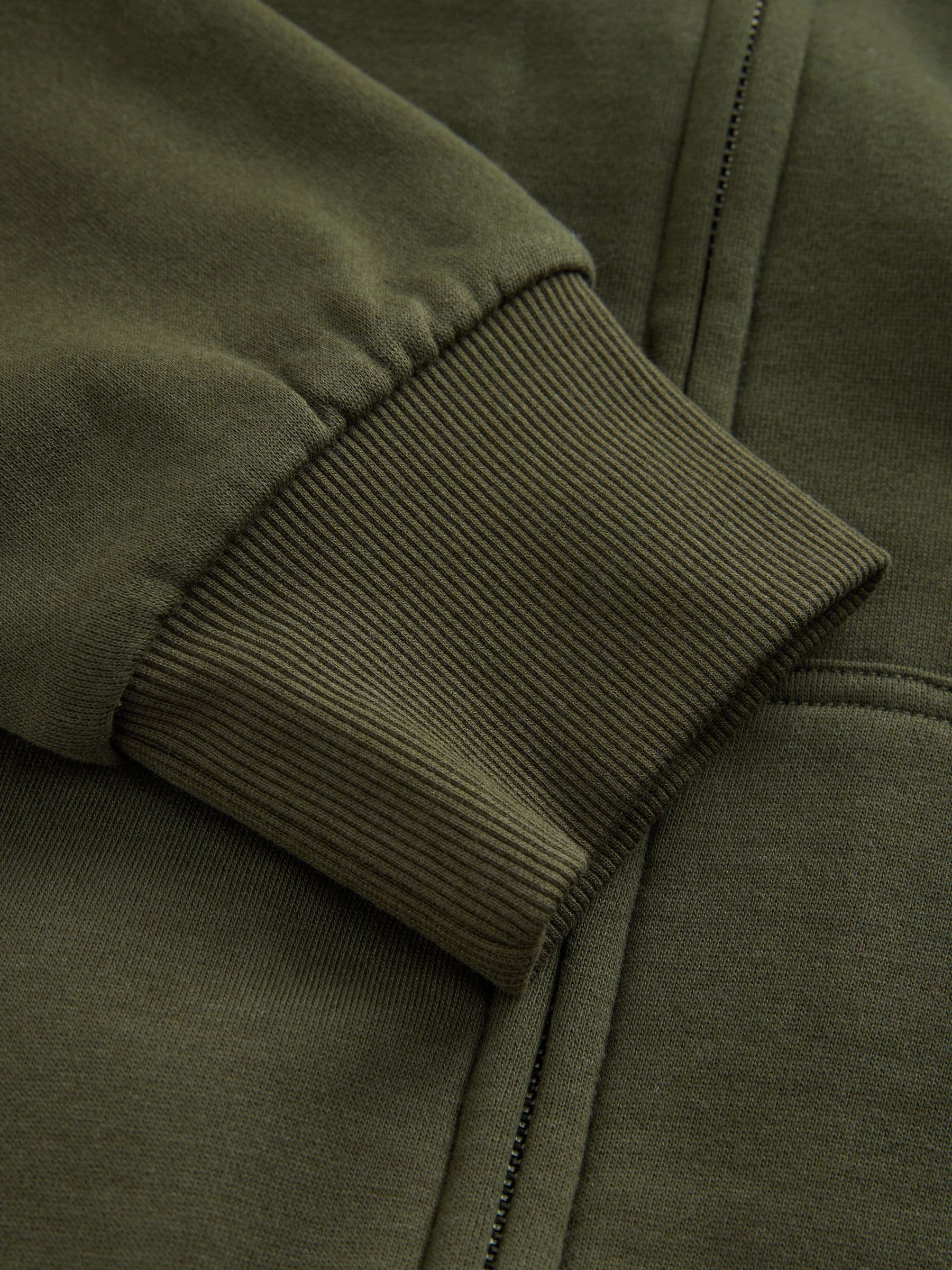 Kakigroen - Borg hoodie met fleecevoering en volledige ritssluiting