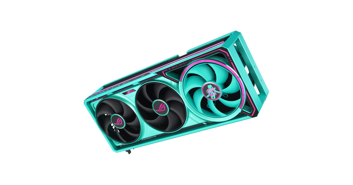ASUSGeForce RTX 5080 ROG ASTRAL GAMING OC Hatsune Miku Edition grafische kaart  (Turquoise, DLSS 4, 3x DisplayPort, 2x HDMI 2.1)