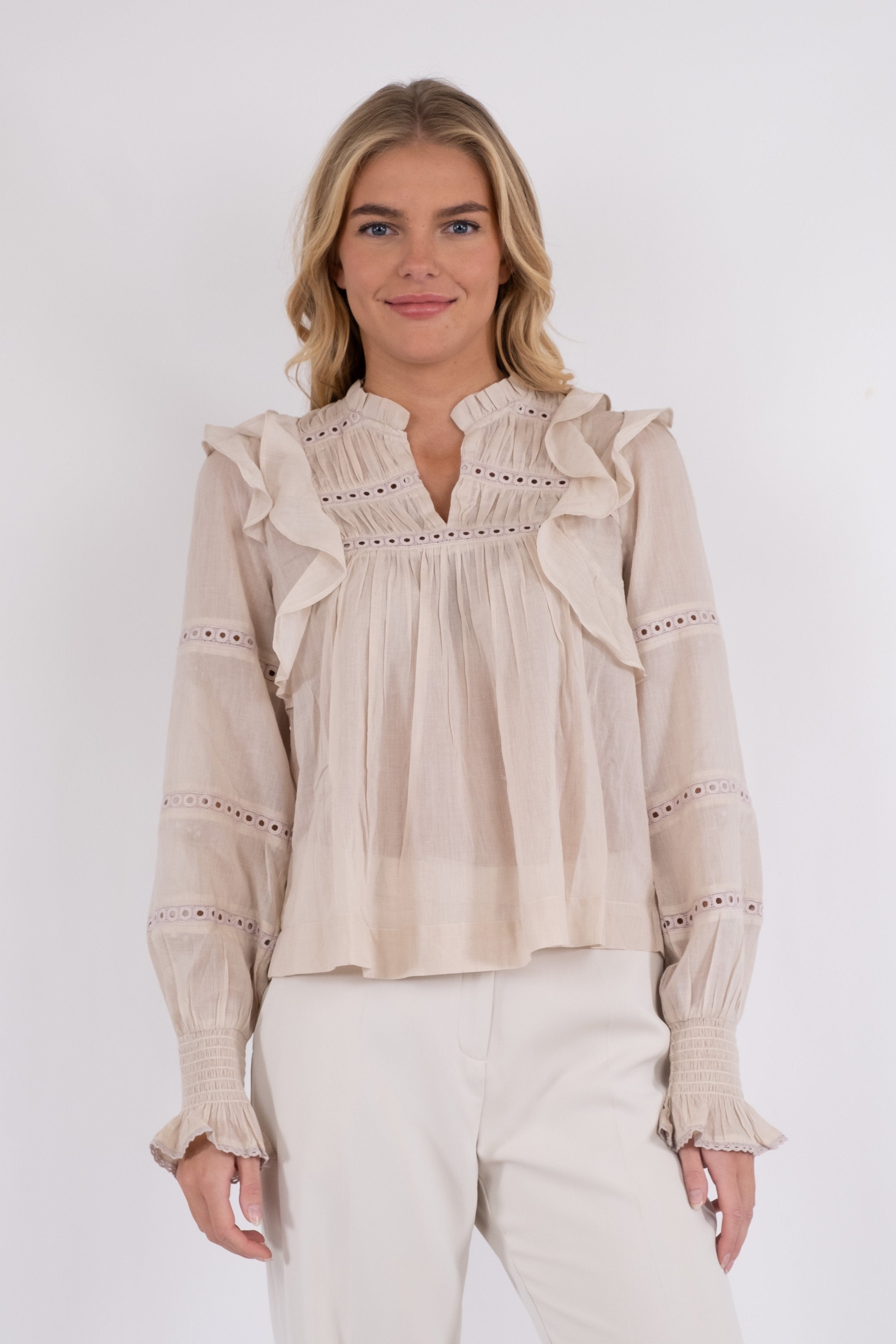 Neo Noir  Aurika S Voile bluse - Sand