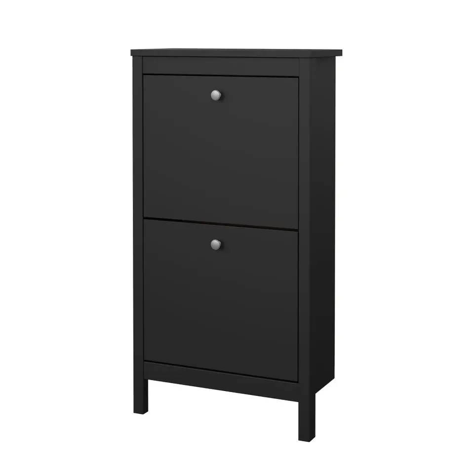 Hioshop Madrid schoenenkast 2 kleppen zwart mat