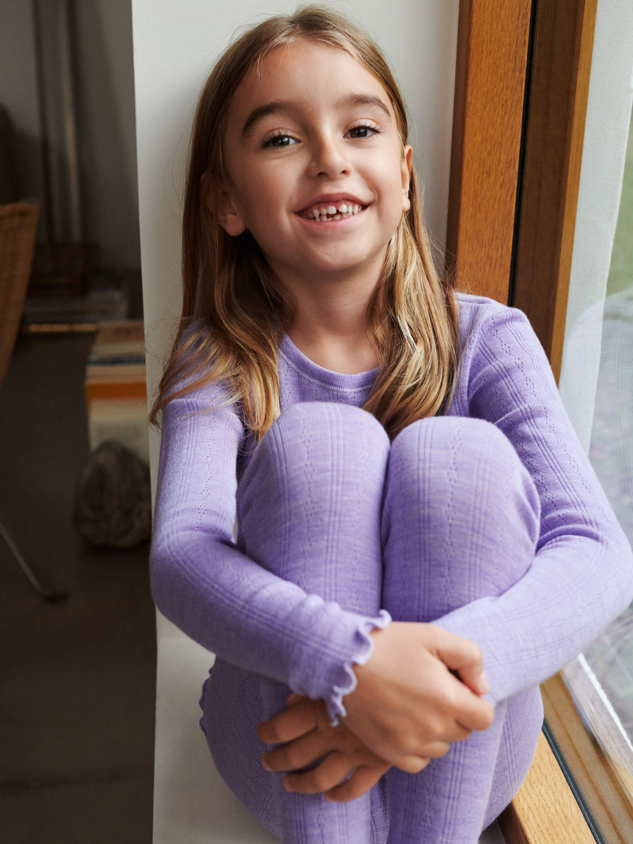 Pointelle shirt van merinowol voor kinderen