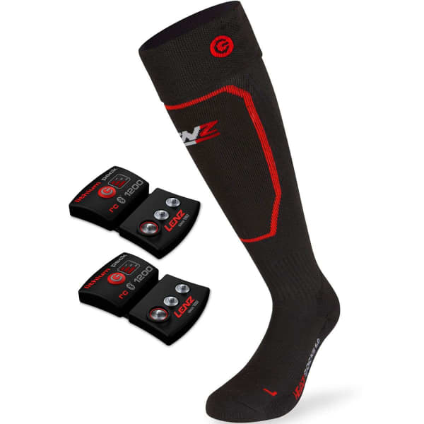 Chaussette chauffante LENZ SET LITHIUM PACK RCB 1200+HEAT SOCK 5.0 TOE CAP BK/WH/RED BLACK/WHITE/RED