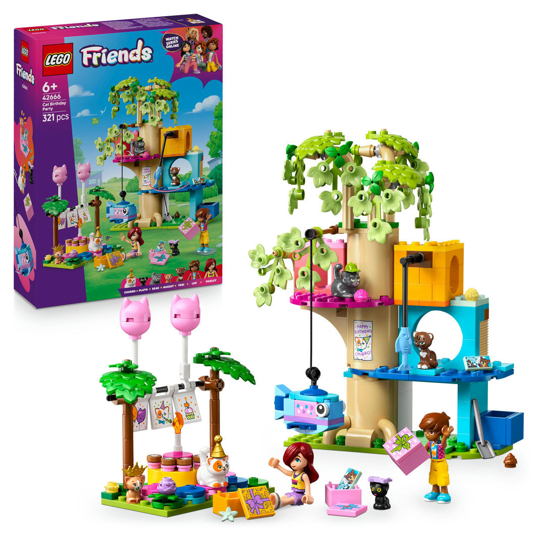 LEGO friends kattenverjaardagsfeestje en boomhut set