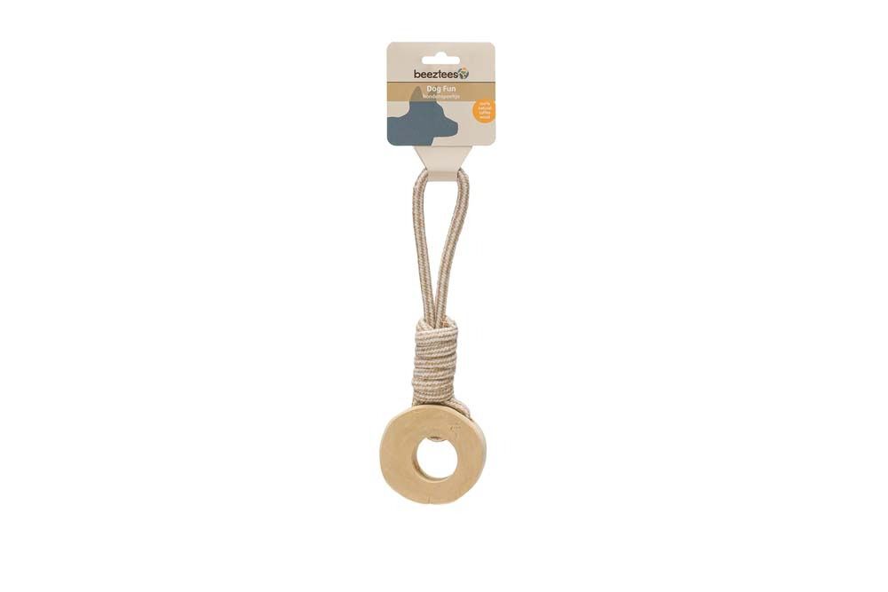 Beeztees Dirk - Flostouw - Koffiehout - Hondenspeelgoed - Hout|Wit - 31x8x8 cm - Medium