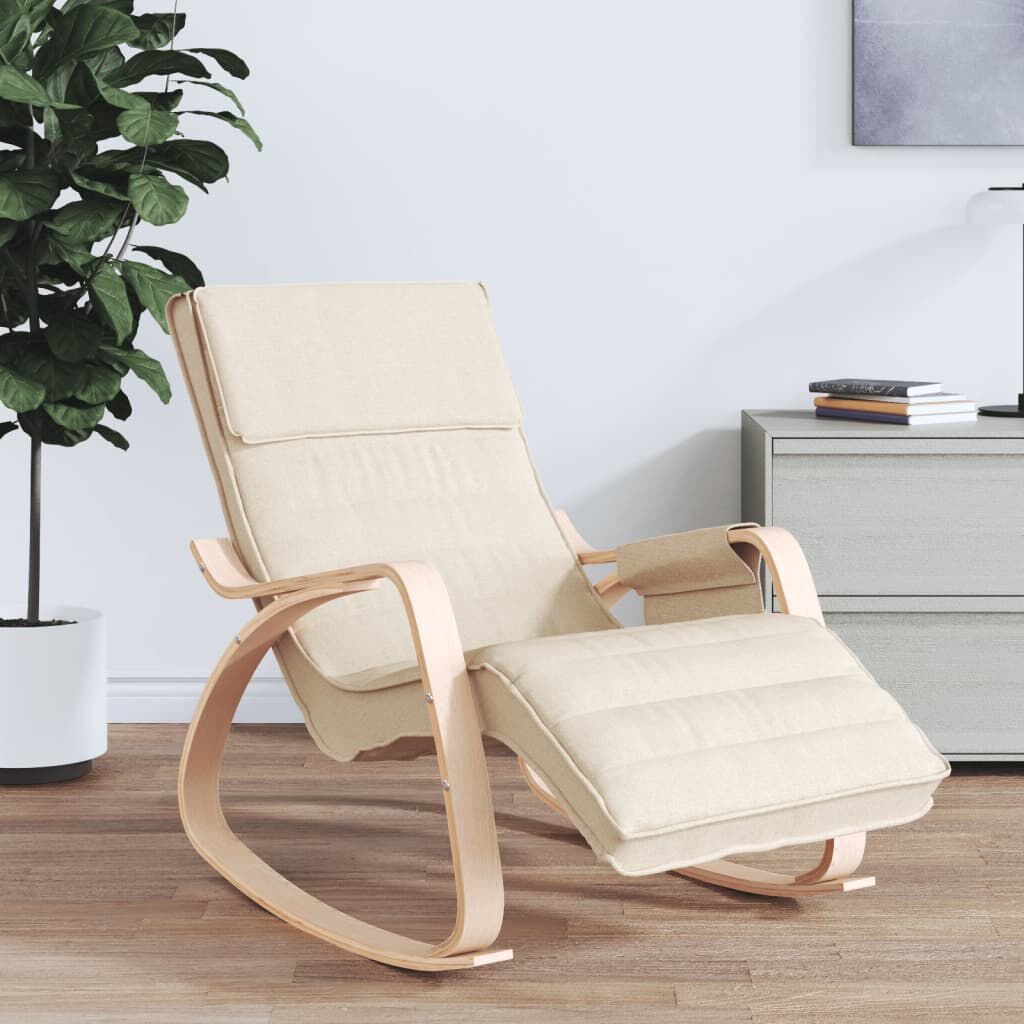 vidaXL Schommelstoel, Crème, Bekleed met Stof