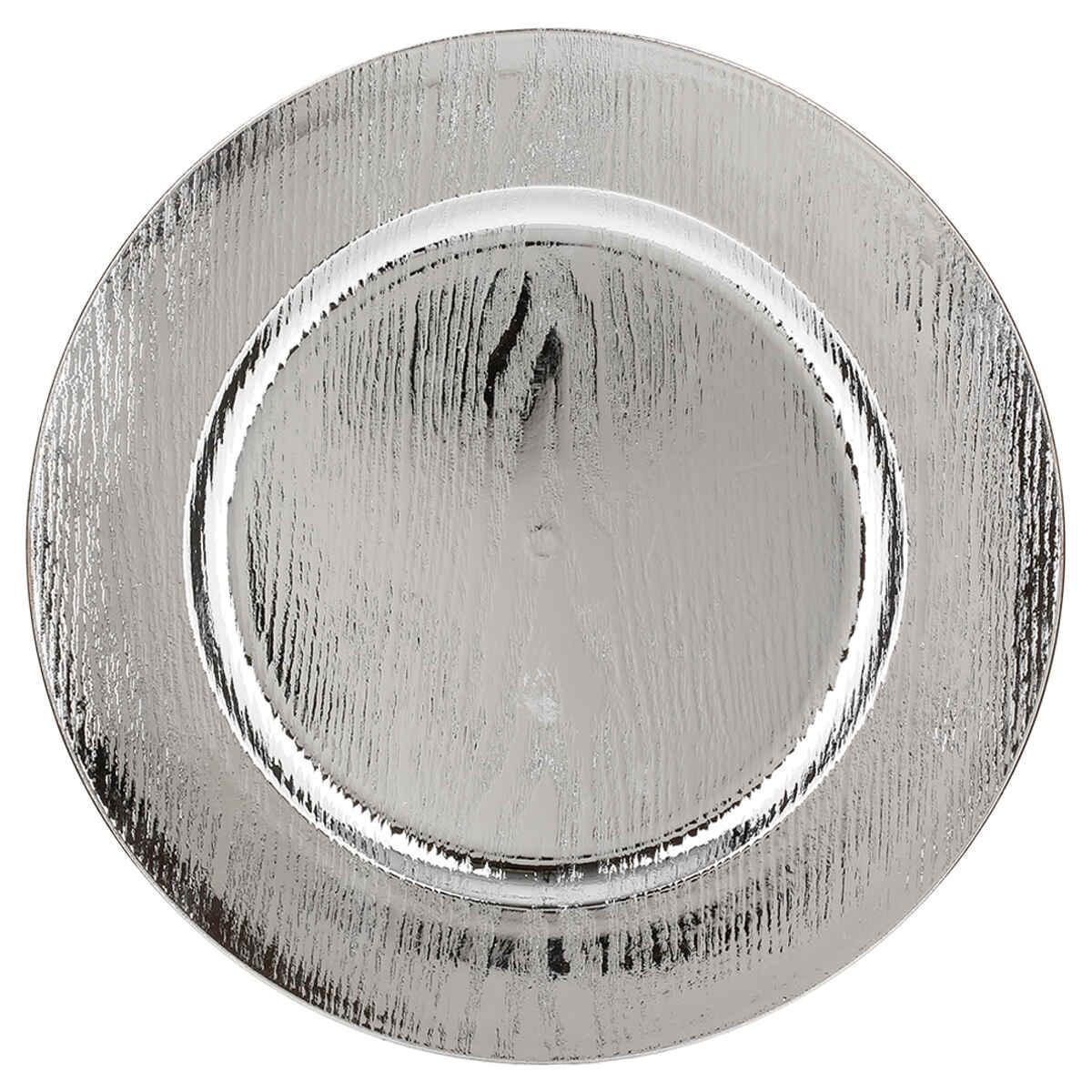 ASSIETTE DE PRESENTATION RONDE BOIS ARGENT 33CM